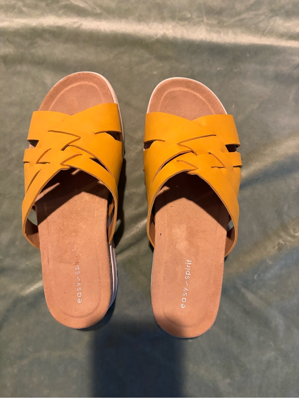 Easy Spirit Women's Mustard Yellow Crisscross Slide Mules
